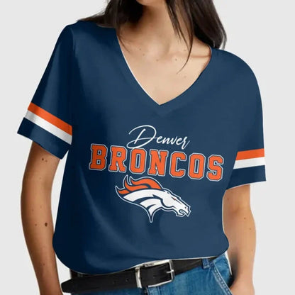 [SPECIAL OFFER] NEW CUSTOMIZED NFL13 DVB DENVER BRONCOS V-NECK FEMALE SHIRT