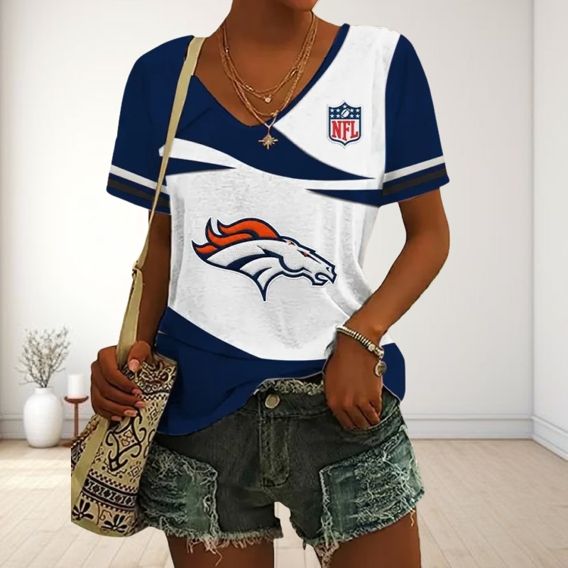 SPECIAL OFFER] NEW CUSTOMIZED NFL13 DVB DENVER BRONCOS V-NECK FEMALE SHIRT