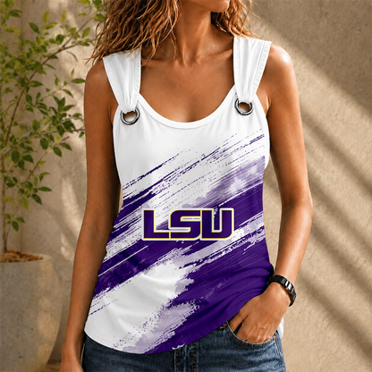 [FAN FAVORITE] NEW CUSTOMIZED NCAA MAM13 LST LSU TIGERS O-RING SHOULDER TANK TOP