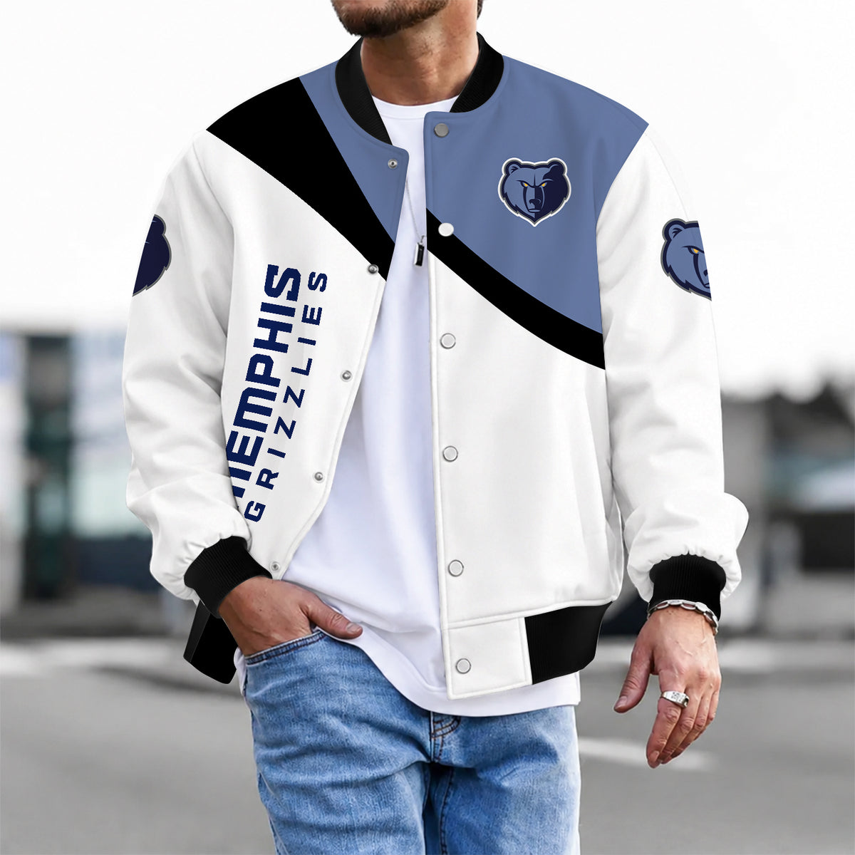 [HOT DEAL] NEW CUSTOMIZED NBA13 MGR MEMPHIS GRIZZLIES BASEBALL JACKET, SATIN VARSITY JACKET