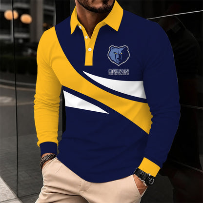 [HOT DEAL] NEW CUSTOMIZED NBA13 MGR MEMPHIS GRIZZLIES MEN LONG SLEEVE POLO