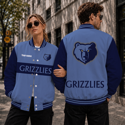 [HOT DEAL] NEW CUSTOMIZED NBA13 MGR MEMPHIS GRIZZLIES BASEBALL JACKET, SATIN VARSITY JACKET