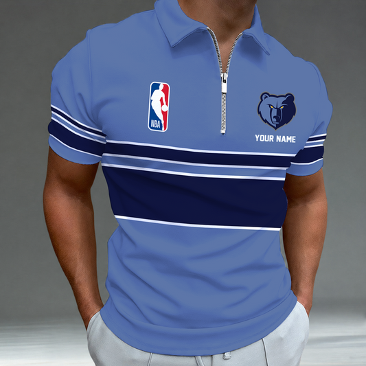 [HOT DEAL] NEW CUSTOMIZED NBA13 MGR MEMPHIS GRIZZLIES ZIP POLO SHIRT