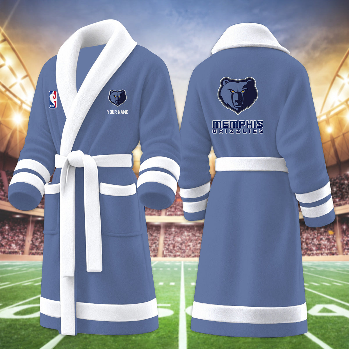 [HOT DEAL] NEW CUSTOMIZED NBA13 MGR MEMPHIS GRIZZLIES MULTICOLOR FLEECE BATHROBE