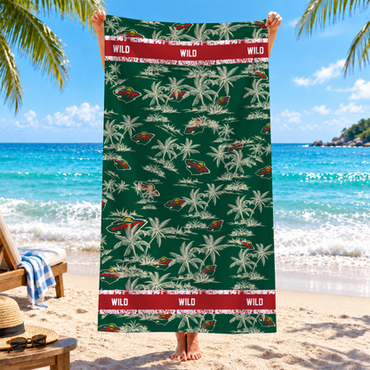 [SUPER SALE] NEW CUSTOMIZED NHL13 MNW MINNESOTA WILD BEACH TOWEL