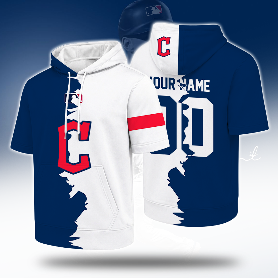 [FLASH SALE] NEW CUSTOMIZED MLB13 CGS CLEVELAND GUARDIANS SHORT SLEEVE HOODIE