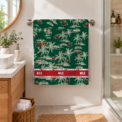 [SUPER SALE] NEW CUSTOMIZED NHL13 MNW MINNESOTA WILD BEACH TOWEL