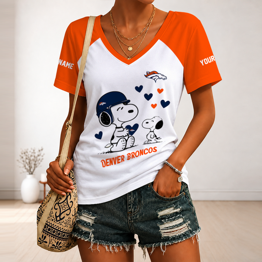[SPECIAL OFFER] NEW CUSTOMIZED NFL13 DVB DENVER BRONCOS V-NECK FEMALE SHIRT