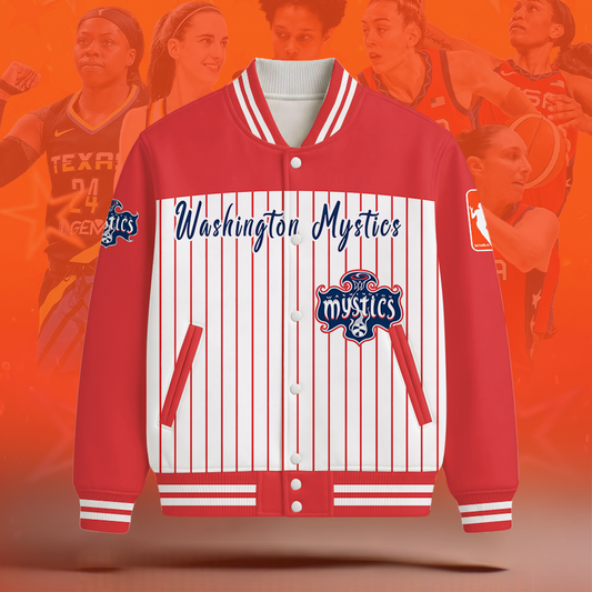 [FAN FAVORITE] NEW CUSTOMIZED WNBA13 WSM WASHINGTON MYSTICS BASEBALL JACKET