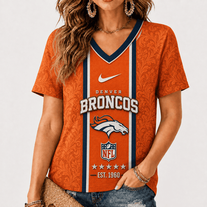 [SPECIAL OFFER] NEW CUSTOMIZED NFL13 DVB DENVER BRONCOS V-NECK FEMALE SHIRT