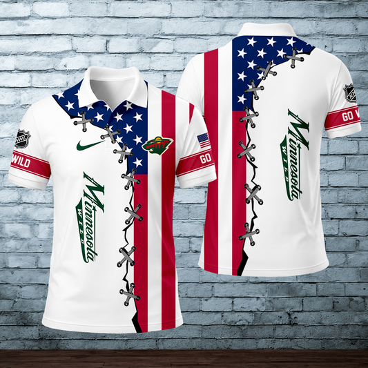 [SUPER SALE] NEW CUSTOMIZED NHL13 MNW MINNESOTA WILD POLO SHIRT