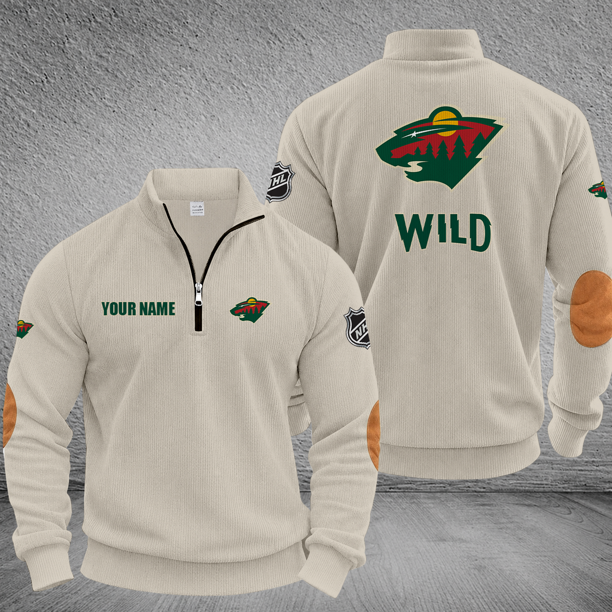 [SUPER SALE] NEW CUSTOMIZED NHL13 MNW MINNESOTA WILD MULTICOLOR STRIPED QUATER ZIP SWEATSHIRT