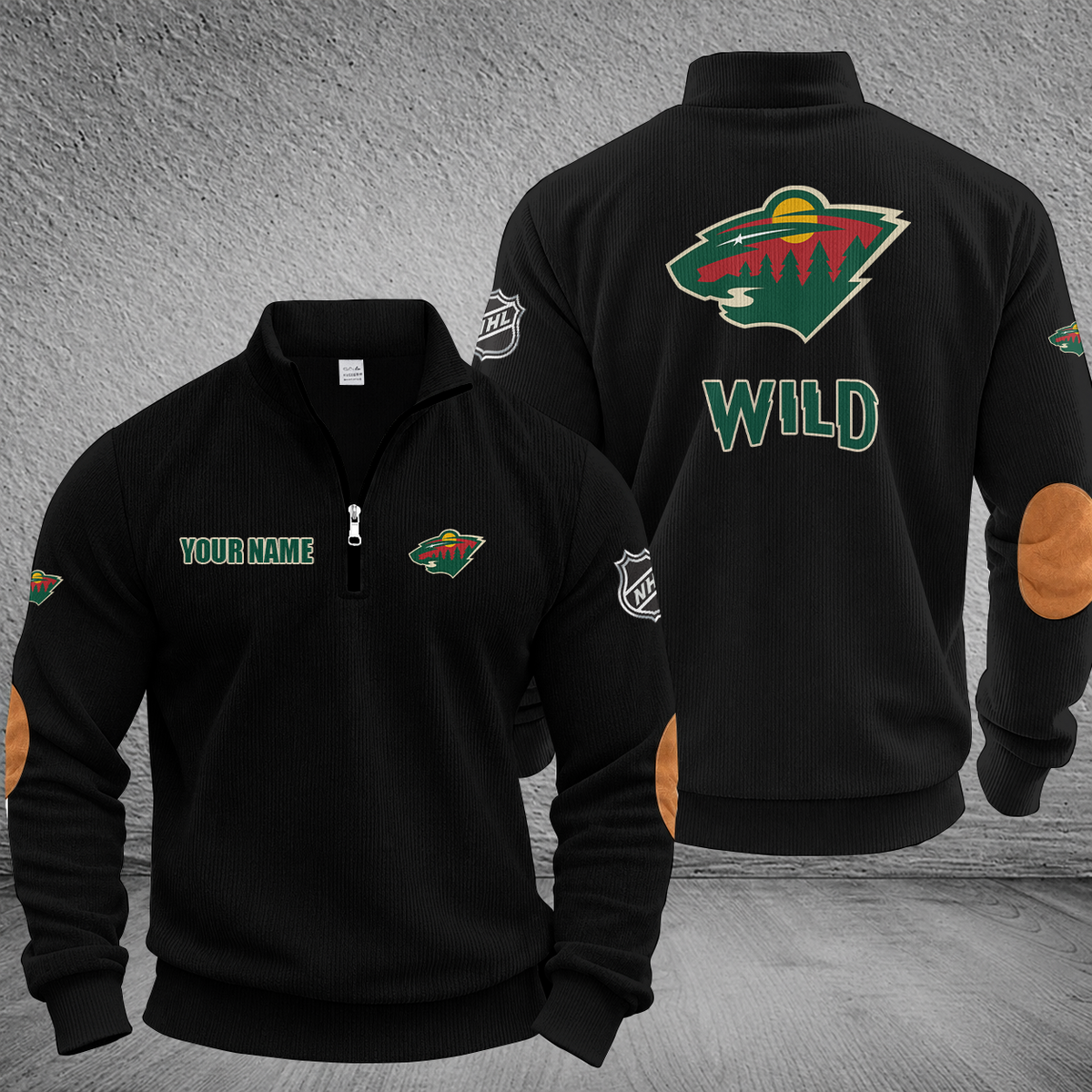 [SUPER SALE] NEW CUSTOMIZED NHL13 MNW MINNESOTA WILD MULTICOLOR STRIPED QUATER ZIP SWEATSHIRT
