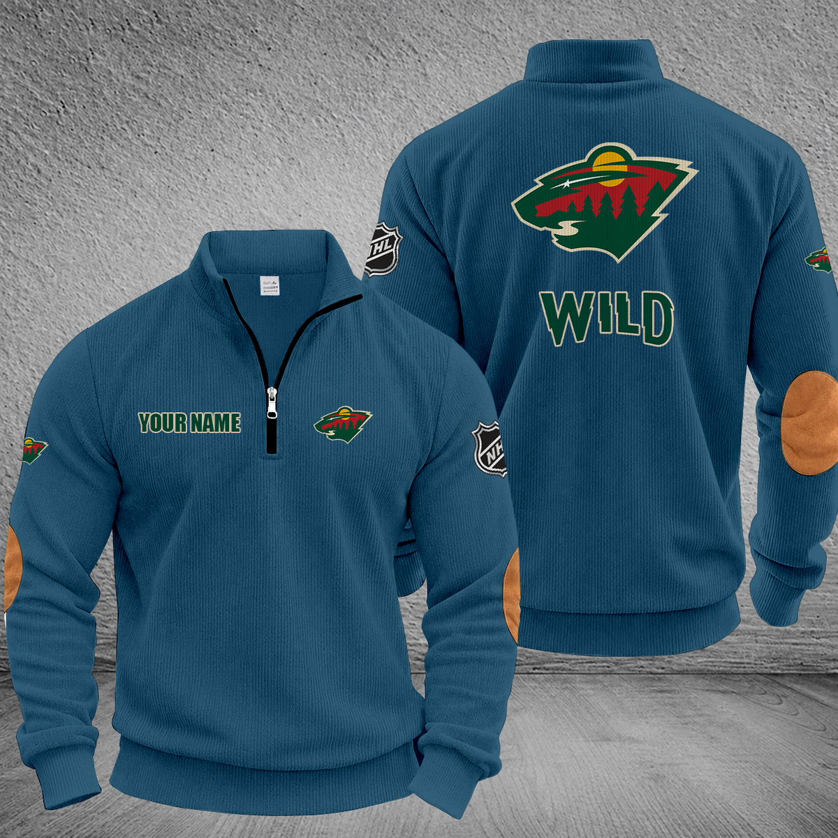 [SUPER SALE] NEW CUSTOMIZED NHL13 MNW MINNESOTA WILD MULTICOLOR STRIPED QUATER ZIP SWEATSHIRT