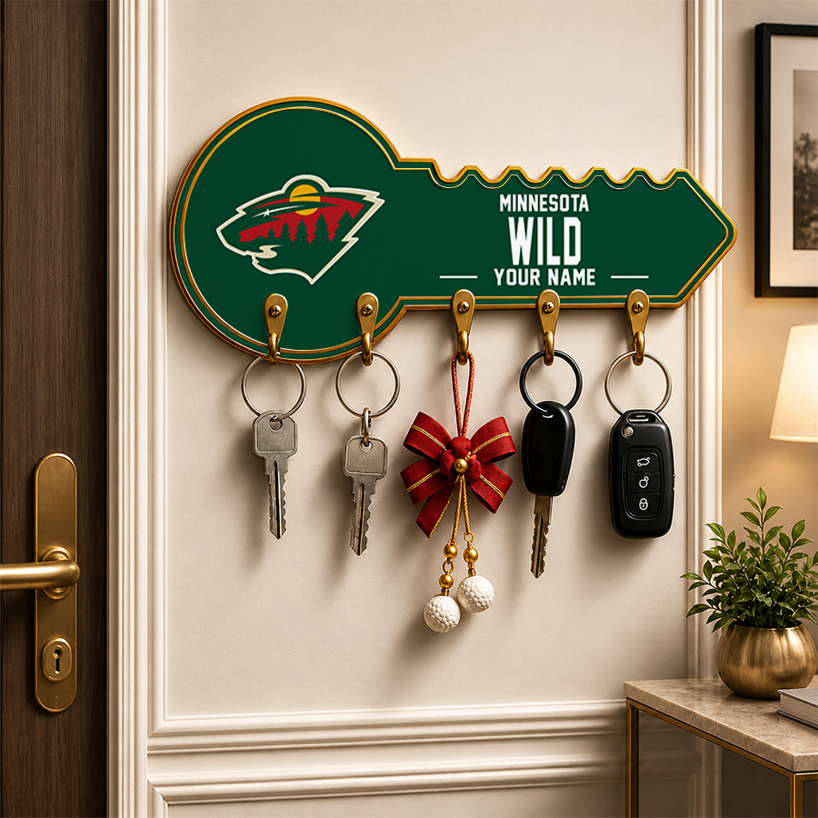 [SUPER SALE] NEW CUSTOMIZED NHL13 MNW MINNESOTA WILD WALL KEY HOLDER FOR HOME