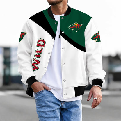 [SUPER SALE] NEW CUSTOMIZED NHL13 MNW MINNESOTA WILD SATIN VARSITY JACKET & BASEBALL JACKET