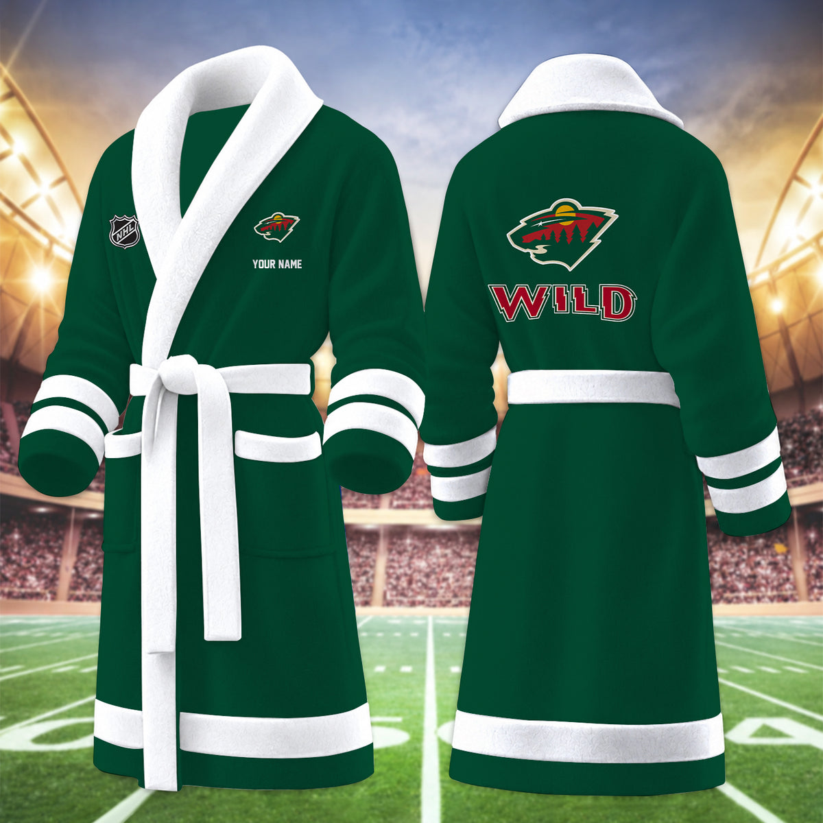 [SUPER SALE] NEW CUSTOMIZED NHL13 MNW MINNESOTA WILD MULTICOLOR FLEECE BATHROBE