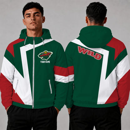 [SUPER SALE] NEW CUSTOMIZED NHL13 MNW MINNESOTA WILD WINDBREAKER JACKET