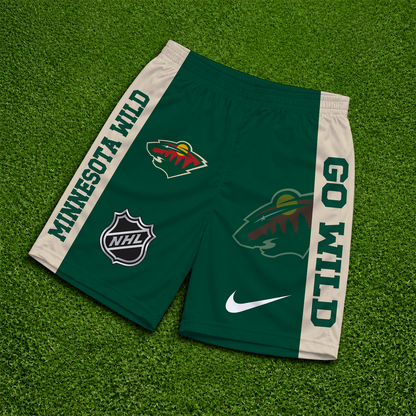 [SUPER SALE] NEW CUSTOMIZED NHL13 MNW MINNESOTA WILD SHORT PANTS