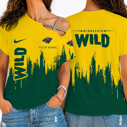 [SUPER SALE] NEW CUSTOMIZED NHL13 MNW MINNESOTA WILD SHOULDER SHIRT