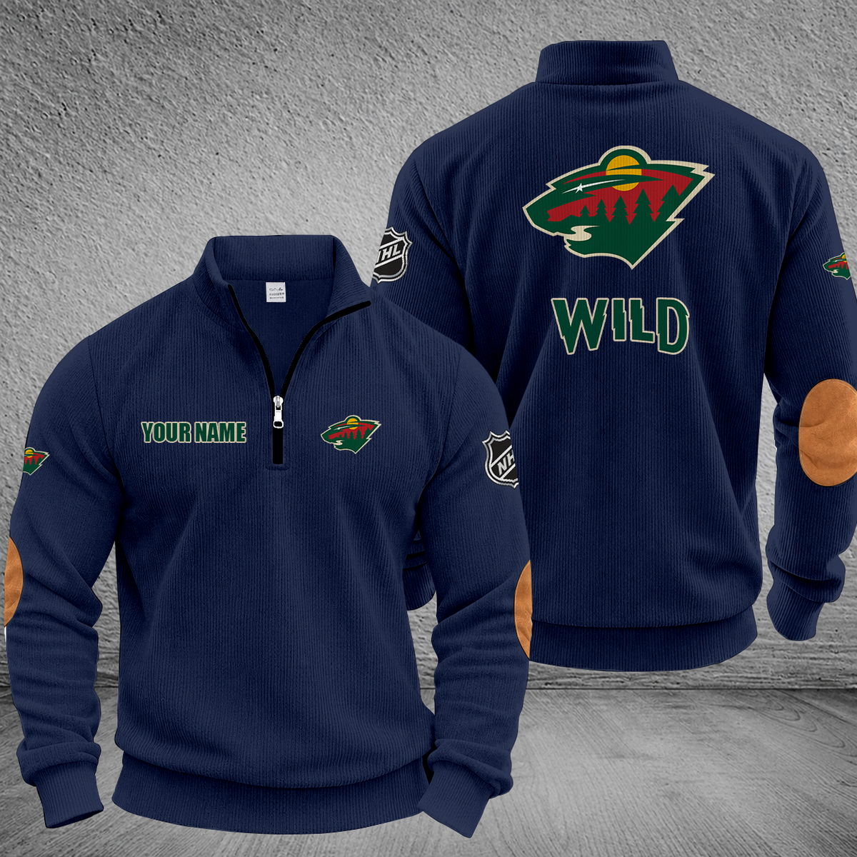 [SUPER SALE] NEW CUSTOMIZED NHL13 MNW MINNESOTA WILD MULTICOLOR STRIPED QUATER ZIP SWEATSHIRT