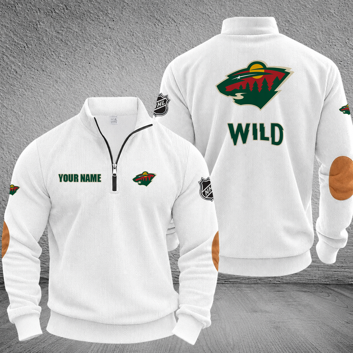 [SUPER SALE] NEW CUSTOMIZED NHL13 MNW MINNESOTA WILD MULTICOLOR STRIPED QUATER ZIP SWEATSHIRT