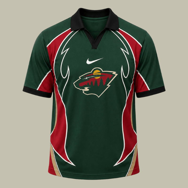 [SUPER SALE] NEW CUSTOMIZED NHL13 MNW MINNESOTA WILD POLO SHIRT