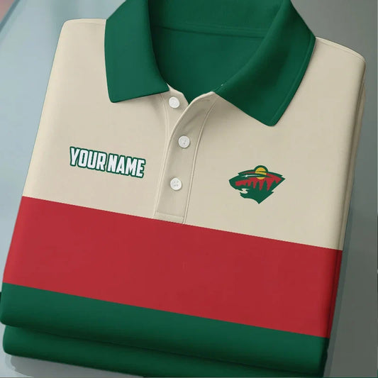[SUPER SALE] NEW CUSTOMIZED NHL13 MNW MINNESOTA WILD POLO SHIRT