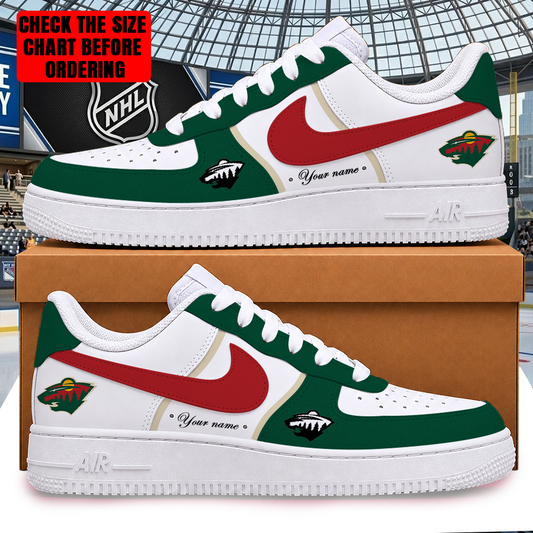 [SUPER SALE] NEW CUSTOMIZED NHL13 MNW MINNESOTA WILD AF1 SHOES