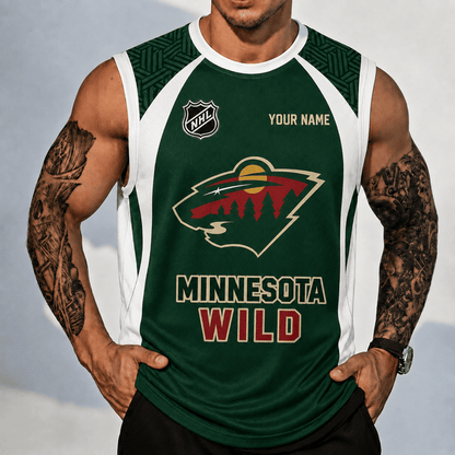 [SUPER SALE] NEW CUSTOMIZED NHL13 MNW MINNESOTA WILD TANK TOP & GYM SHIRT