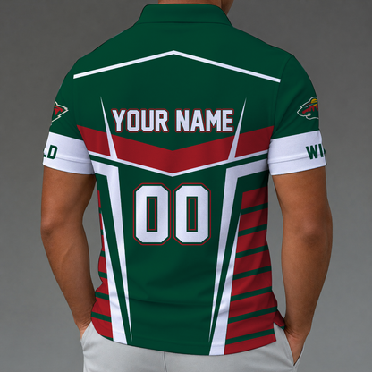 [SUPER SALE] NEW CUSTOMIZED NHL13 MNW MINNESOTA WILD POLO SHIRT