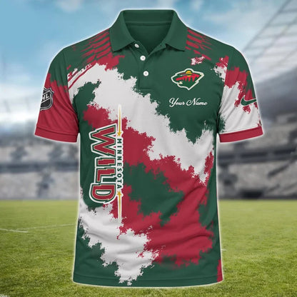 [SUPER SALE] NEW CUSTOMIZED NHL13 MNW MINNESOTA WILD POLO SHIRT