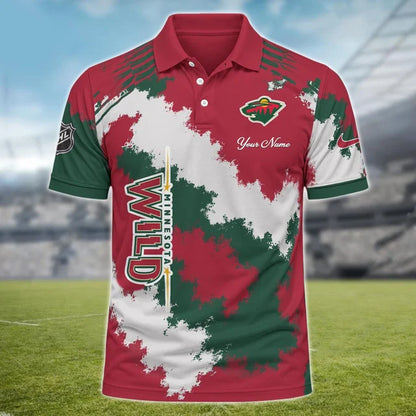 [SUPER SALE] NEW CUSTOMIZED NHL13 MNW MINNESOTA WILD POLO SHIRT