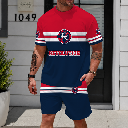 [FAN EXCLUSIVE] NEW CUSTOMIZED MLS13 NER NEW ENGLAND REVOLUTION UNISEX T-SHIRT & SHORTS SET