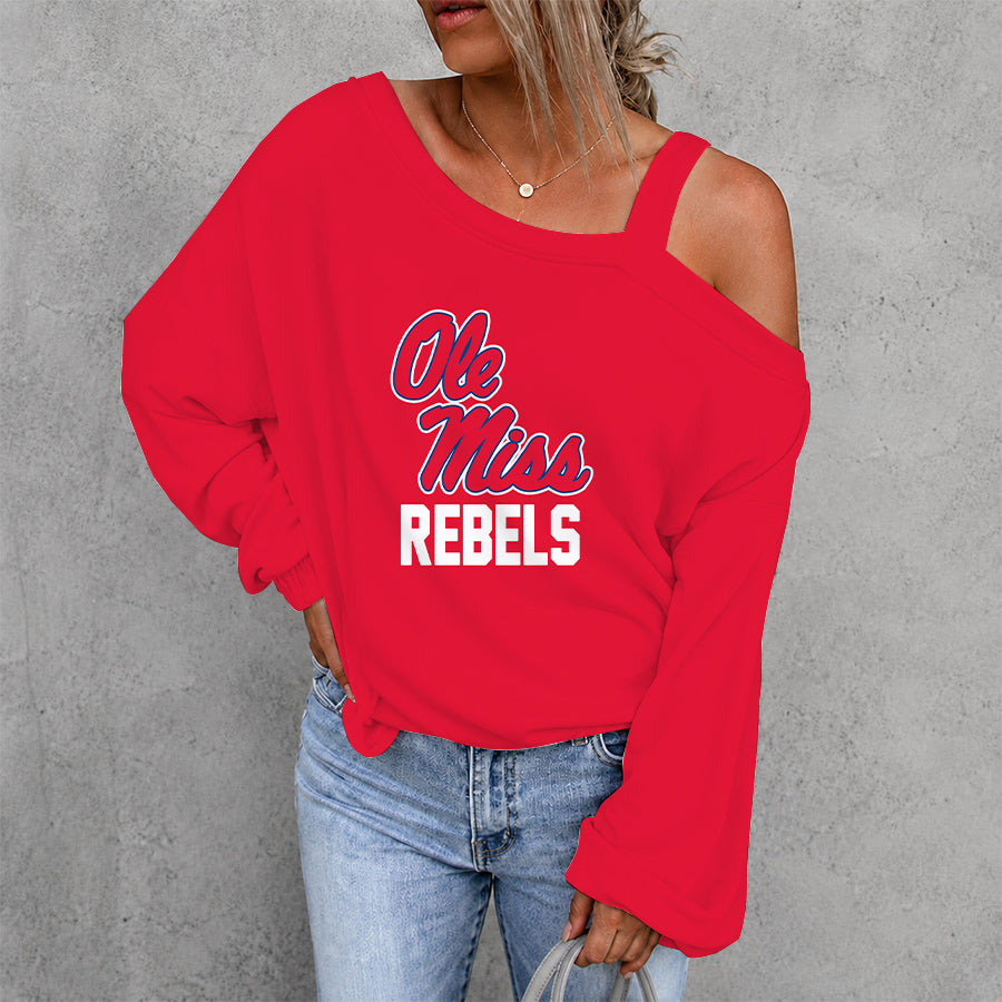 [FAN FAVORITE] NEW CUSTOMIZED NCAA CWS13 OMR OLE MISS REBELS DROP SHOULDER SWEATSHIRT
