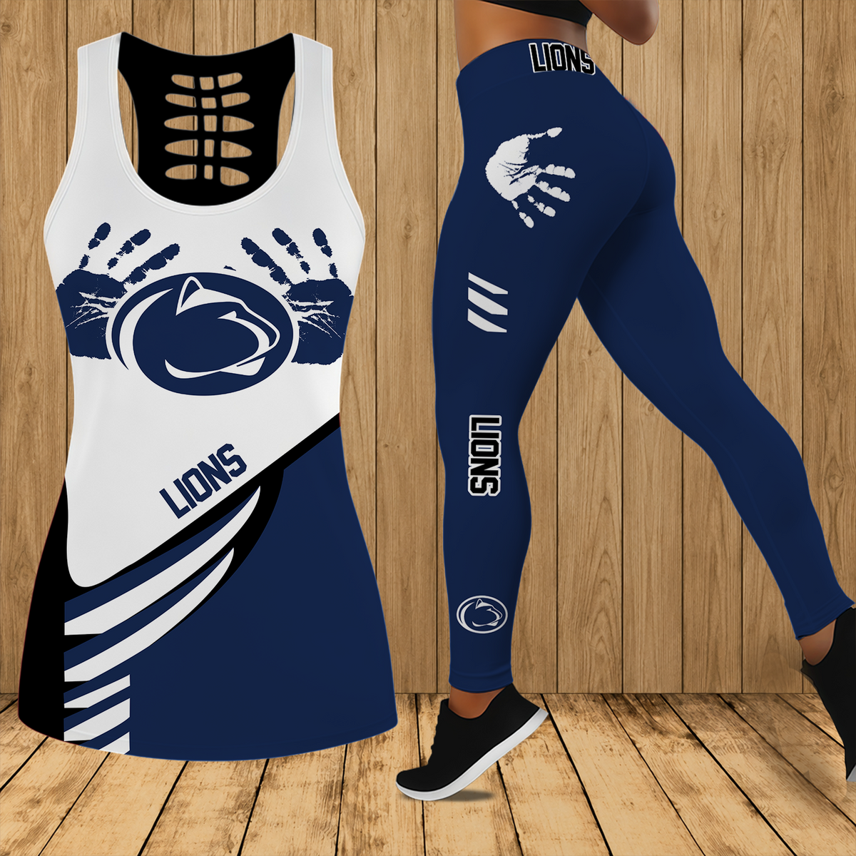[FAN FAVORITE] NEW CUSTOMIZED NCAA MFF13 PNL PENN STATE NITTANY LIONS HOLLOW TANK TOP & LEGGINGS SET