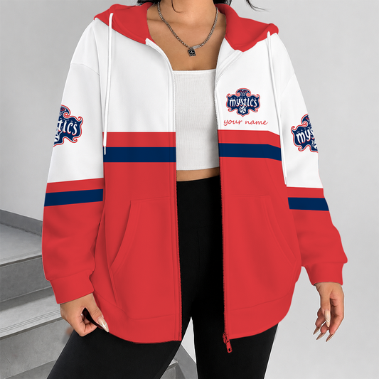 [FAN FAVORITE] NEW CUSTOMIZED WNBA13 WSM WASHINGTON MYSTICS ZIP HOODIE
