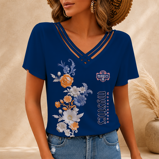 [FAN FAVORITE] NEW CUSTOMIZED WNBA13 WSM WASHINGTON MYSTICS V-NECK SHIRT