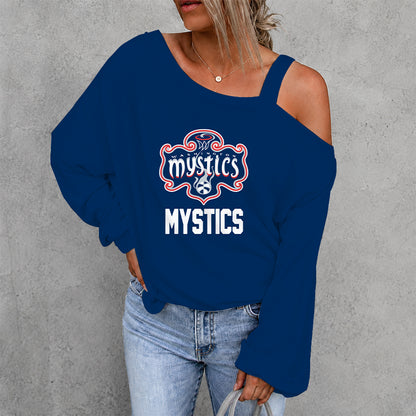 [FAN FAVORITE] NEW CUSTOMIZED WNBA13 WSM WASHINGTON MYSTICS WOMEN'S OFF-SHOULDER LONG SLEEVE SHIRT