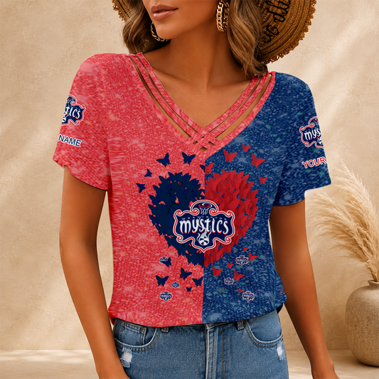 [FAN FAVORITE] NEW CUSTOMIZED WNBA13 WSM WASHINGTON MYSTICS V-NECK SHIRT