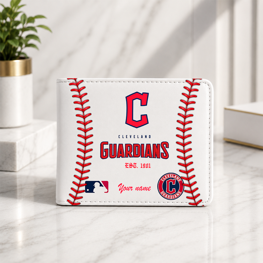 [FLASH SALE] NEW CUSTOMIZED MLB13 CGS CLEVELAND GUARDIANS LEATHER WALLET