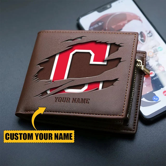 [FLASH SALE] NEW CUSTOMIZED MLB13 CGS CLEVELAND GUARDIANS LEATHER WALLET