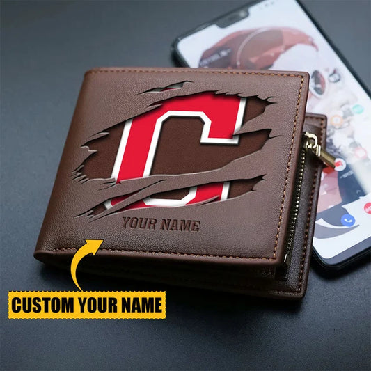 [FLASH SALE] NEW CUSTOMIZED MLB13 CGS CLEVELAND GUARDIANS LEATHER WALLET