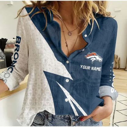 [SPECIAL OFFER] NEW CUSTOMIZED NFL13 DVB DENVER BRONCOS WOMEN CASUAL SHIRT