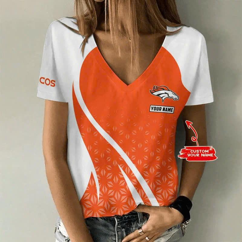 [SPECIAL OFFER] NEW CUSTOMIZED NFL13 DVB DENVER BRONCOS V-NECK FEMALE SHIRT