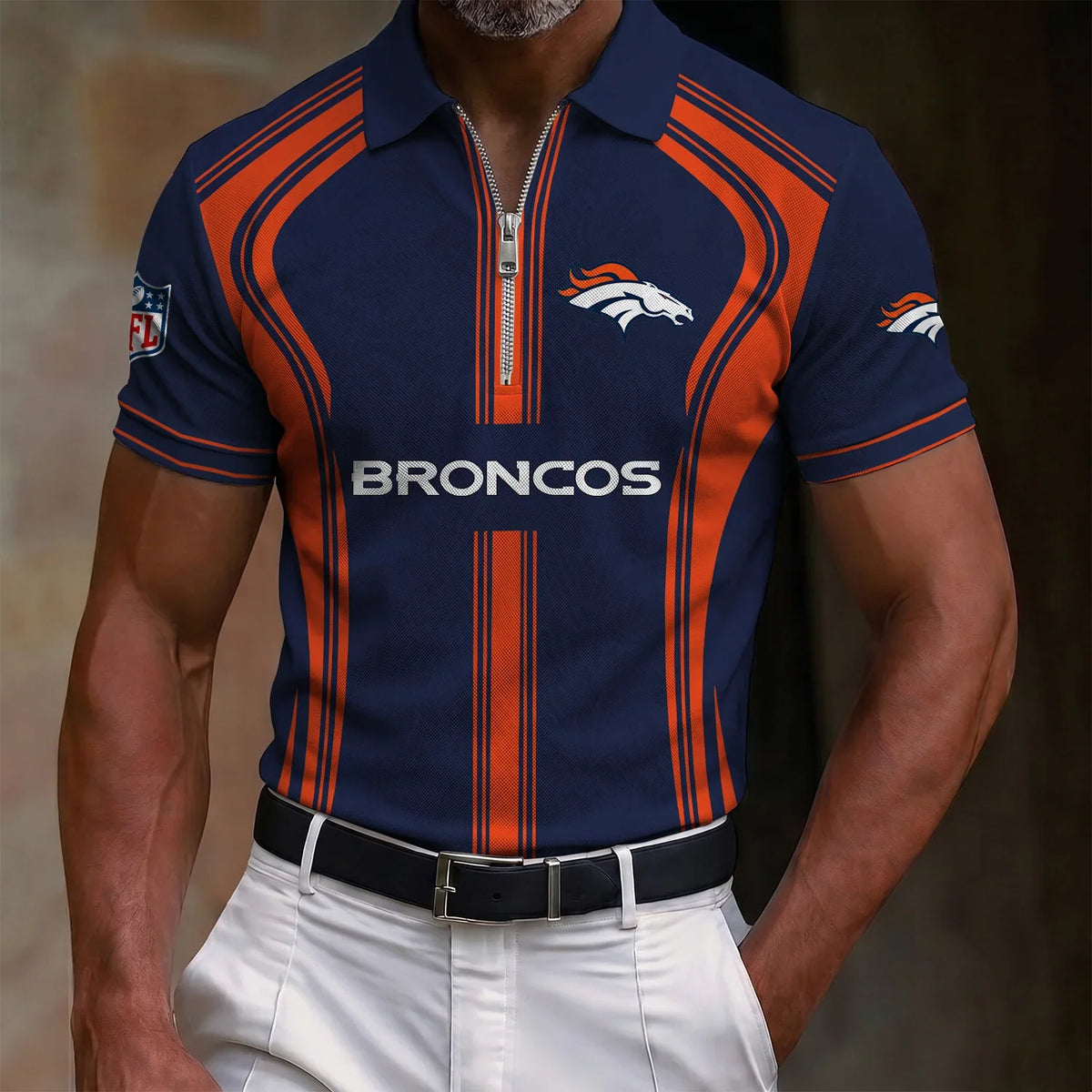 [SPECIAL OFFER] NEW CUSTOMIZED NFL13 DVB DENVER BRONCOS ZIP POLO SHIRT