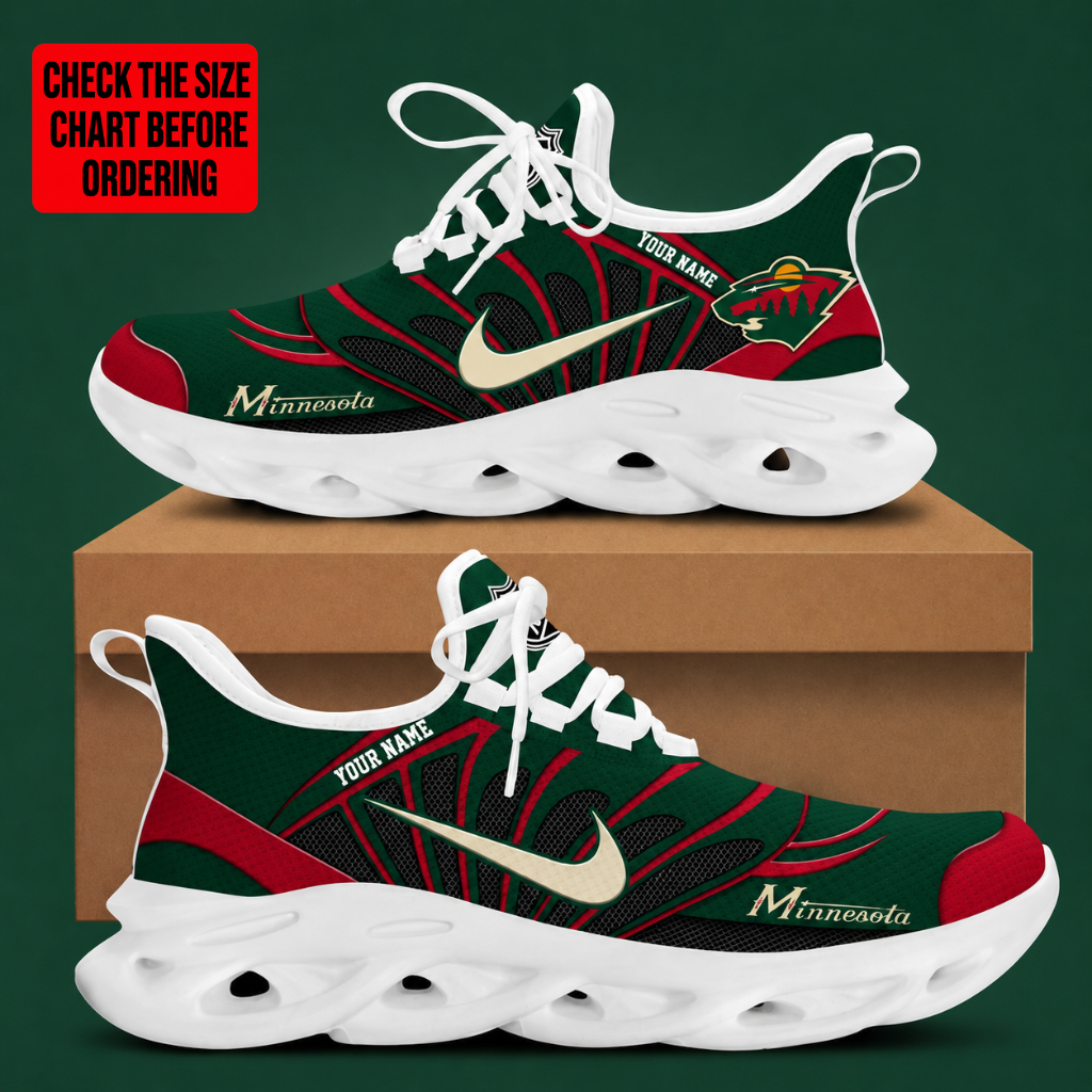 [SUPER SALE] NEW CUSTOMIZED NHL13 MNW MINNESOTA WILD CLUNKY SNEAKERS