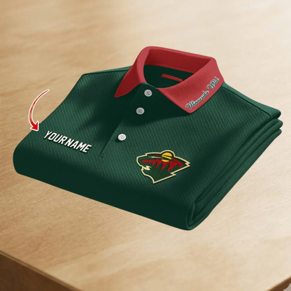 [SUPER SALE] NEW CUSTOMIZED NHL13 MNW MINNESOTA WILD POLO SHIRT