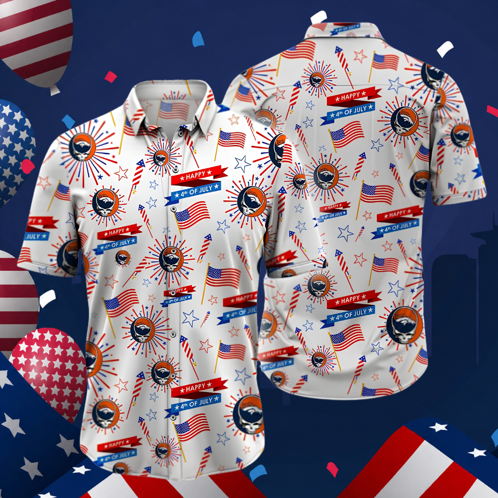 [SPECIAL OFFER] NEW CUSTOMIZED NFL13 DVB DENVER BRONCOS PATRIOTIC 250 USA HAWAIIAN SHIRT