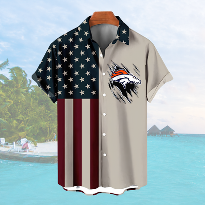 [SPECIAL OFFER] NEW CUSTOMIZED NFL13 DVB DENVER BRONCOS PATRIOTIC 250 USA HAWAIIAN SHIRT